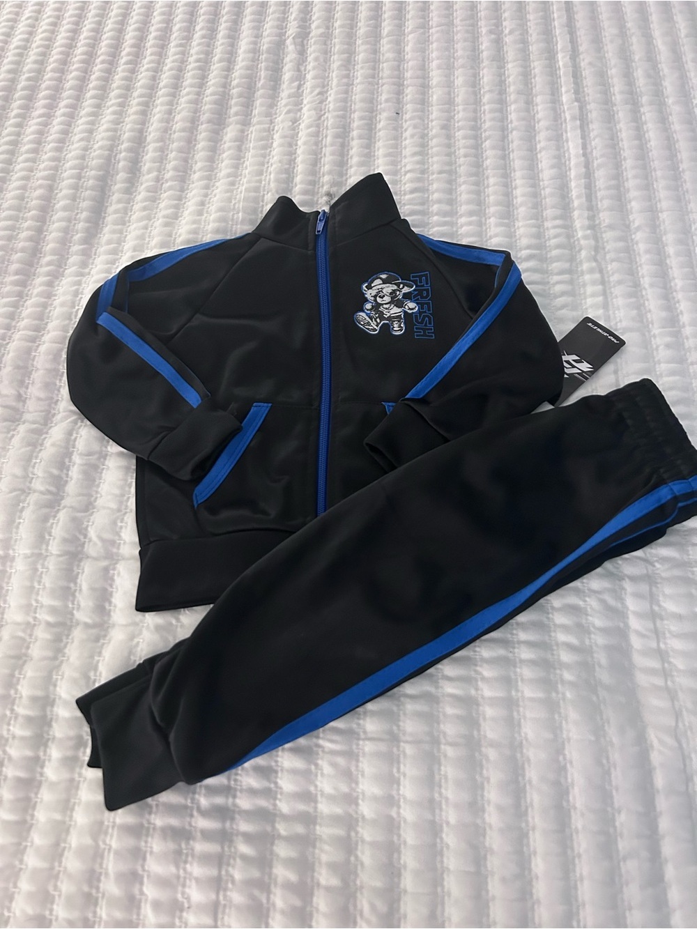 Pro Athlete Black Kids Track Jacket & Pants with Royal Blue Trim Size 18M